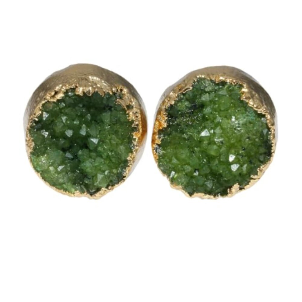 Gold & Green Crystal Quartz Earrings